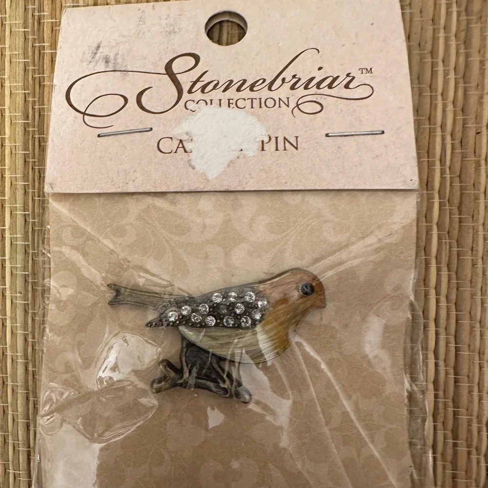 Stonebriar Collection Brown Bird Candle Pin Decoration Faux Gems NWT